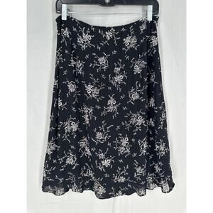 Talbots Black and White Floral Midi Skirt